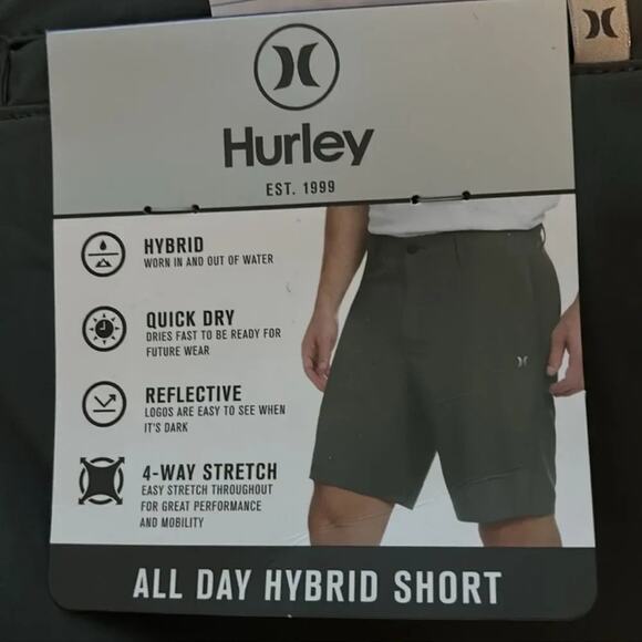 Hurley Phantom Fabric Hybrid Stretch 20" Grey Shorts, New with Tag MSRP $50 - Picture 4 of 4